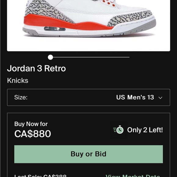 Size 13 Jordan Retro 3 NY Knicks! Worn once and are in perfect condition. - Picture 4 of 6